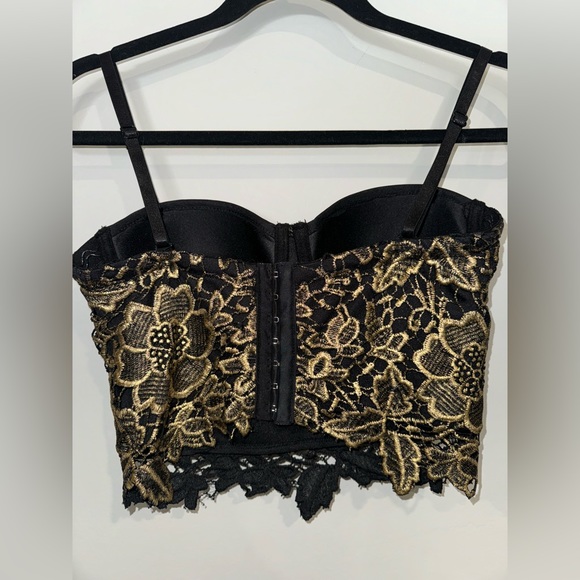 Gold Embellished Bebe Corset Top S - Picture 3 of 4